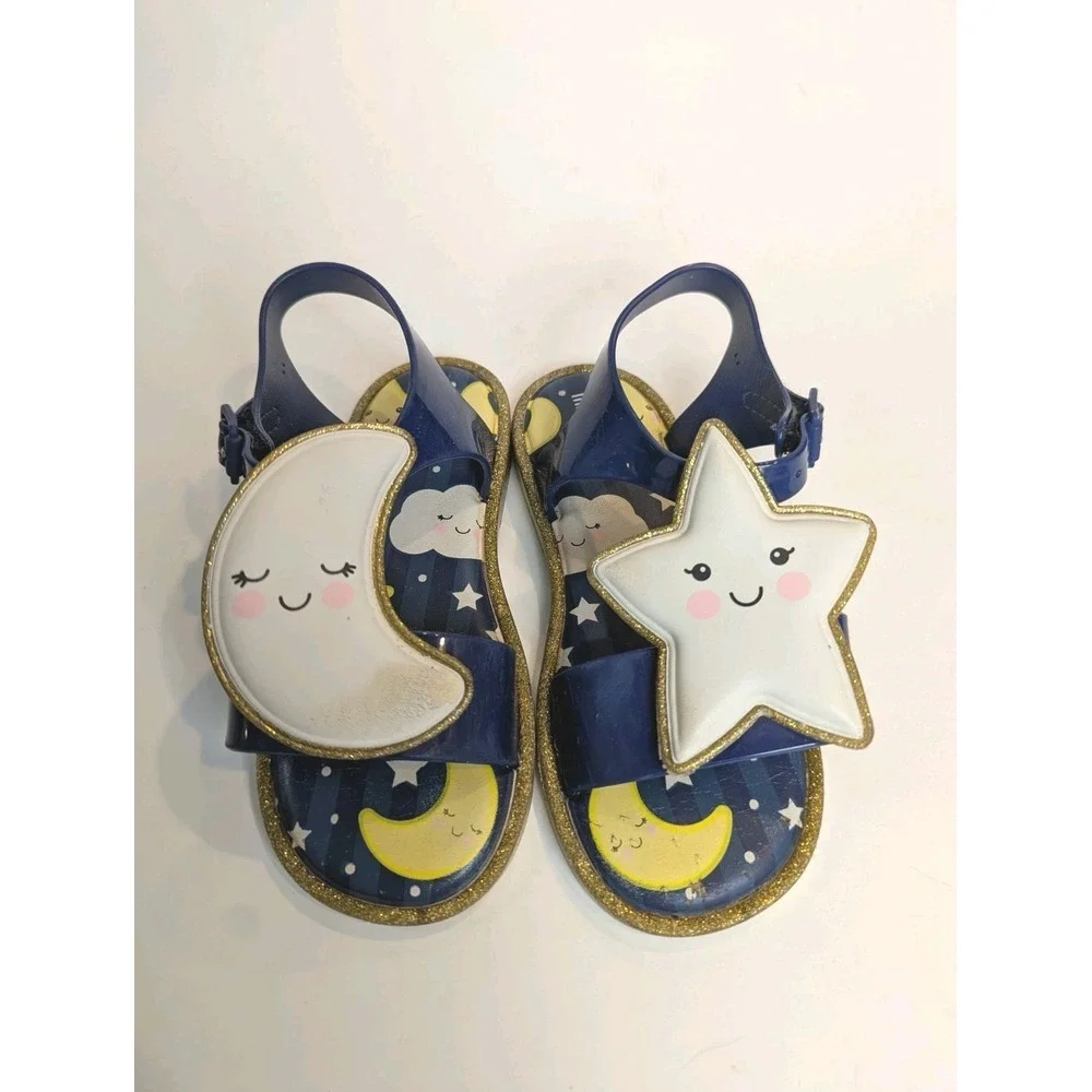 Mini Melissa Toddler Girl‎ Jelly Sandals Size 11 Star & Moon Sweet Dreams Navy